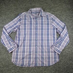 Vineyard Vines Shirt Mens Medium Blue Plaid Pink On‎ The Go Performance Brrr